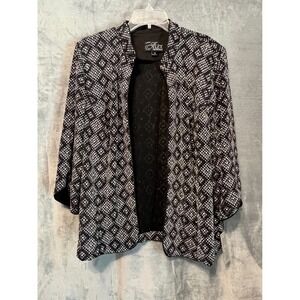 Alex Evenings Sequin Open Front Jacket Black Silver 2X Formal Evening Top NWT